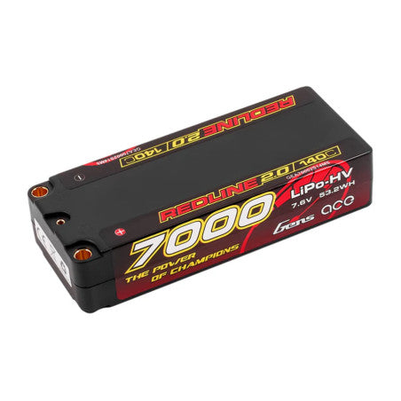 GENS ACE REDLINE 2.0 SERIES 7000 mAh MID SHORTY 7.6V HV 140C 2S2P HC 5,0mm BANANA BULLET - GEA70002S14M5