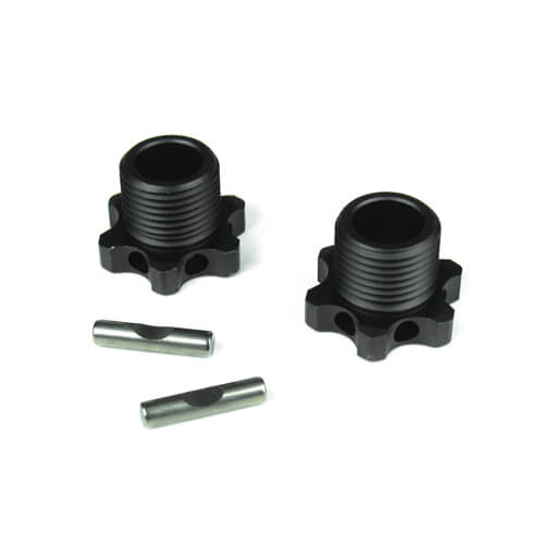 TKR5071X – Wheel Hubs (17mm, lightened, aluminum, gun metal anodized, w/pins, 2pcs)