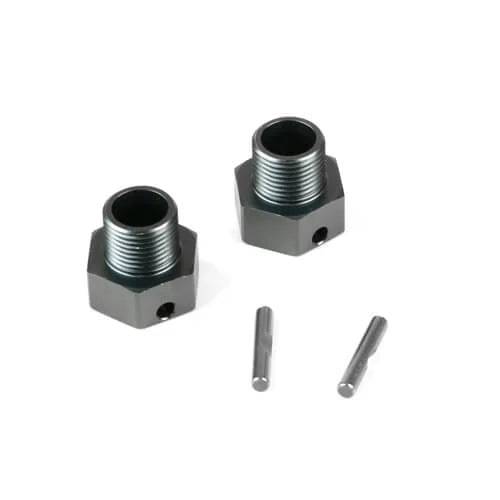 TKR9673 – Wheel Hubs (+4mm offset, 17mm, gun metal ano, w/pins, 2pcs)a