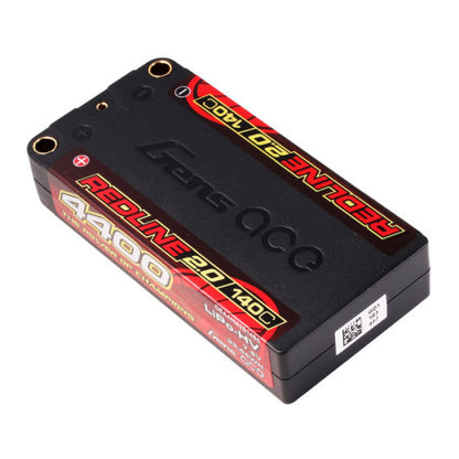 GENS ACE REDLINE 2.0 SERIES 4400 mAh SHORTY 7.6V HV 140C 2S1P HC 5.0mm BANANA BULLET - GEA44002S14S5