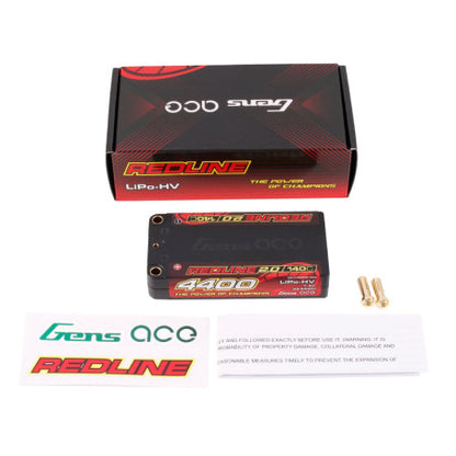 GENS ACE REDLINE 2.0 SERIES 4400 mAh SHORTY 7.6V HV 140C 2S1P HC 5.0mm BANANA BULLET - GEA44002S14S5