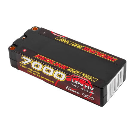 GENS ACE REDLINE 2.0 SERIES 7000 mAh MID SHORTY 7.6V HV 140C 2S2P HC 5,0mm BANANA BULLET - GEA70002S14M5